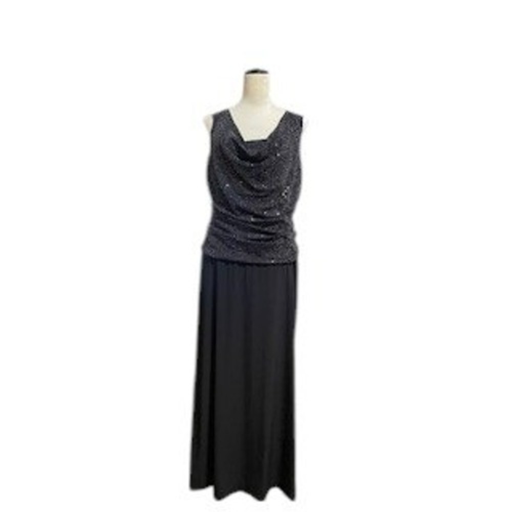 En Focus Sequin Top Maxi Dress Sleeveless Formal Evening Gown 14W